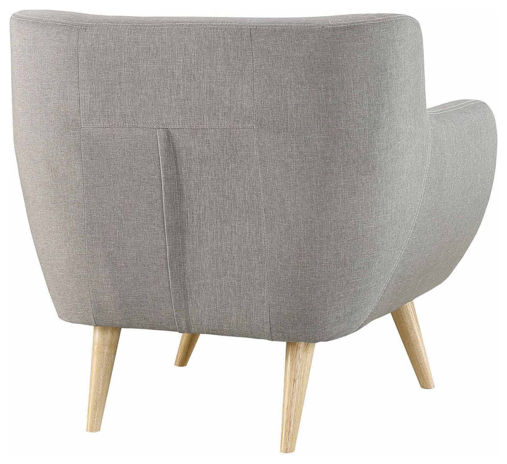 Retro Modern Accent Chair  Natural Rubberwood Legs and Button Tufted Back  Gray   Midcentury   Armchairs And Accent Chairs   by Declusia  Houzz