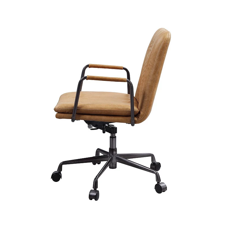 Office Chair with Channel Tufting， Rum and Black