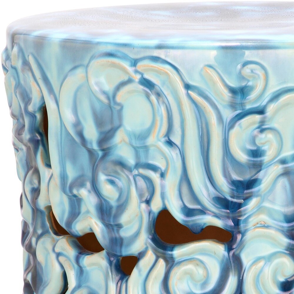 SAFAVIEH Ocean Cloud Blue Ceramic Decorative Garden Stool