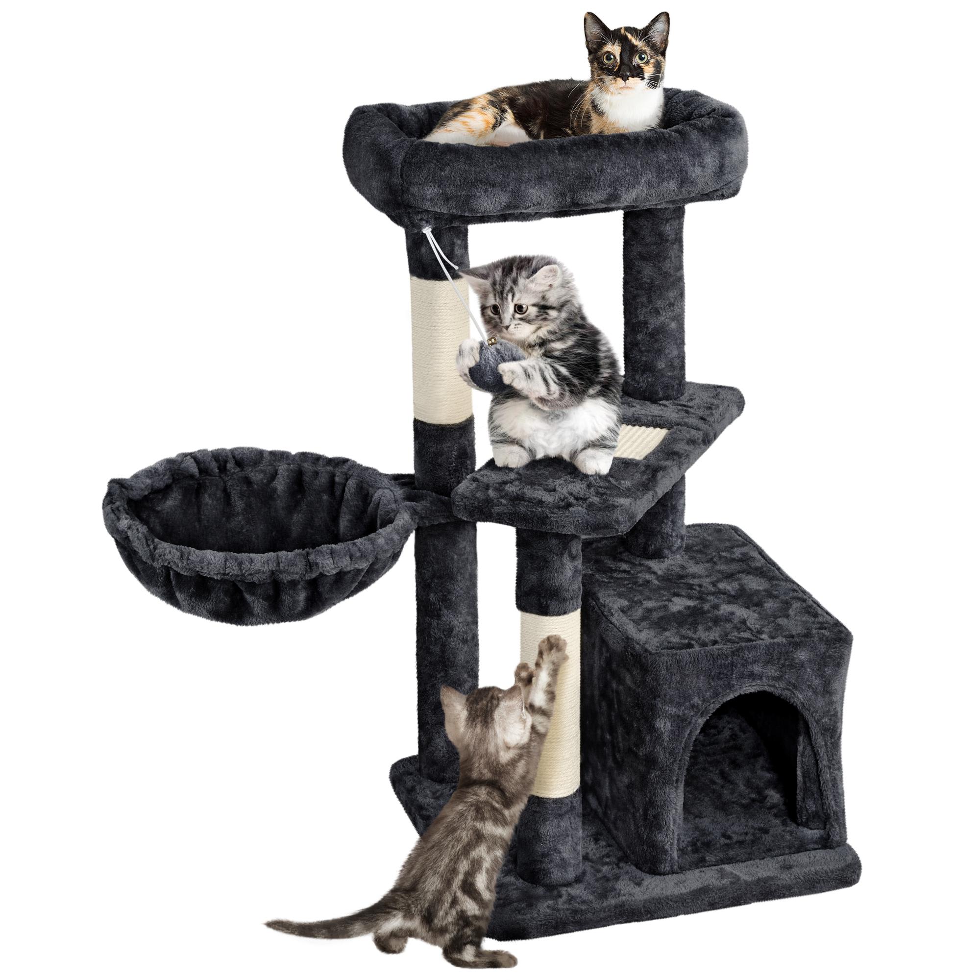 Topeakmart Black Plush Cat Tree for Kittens， 33