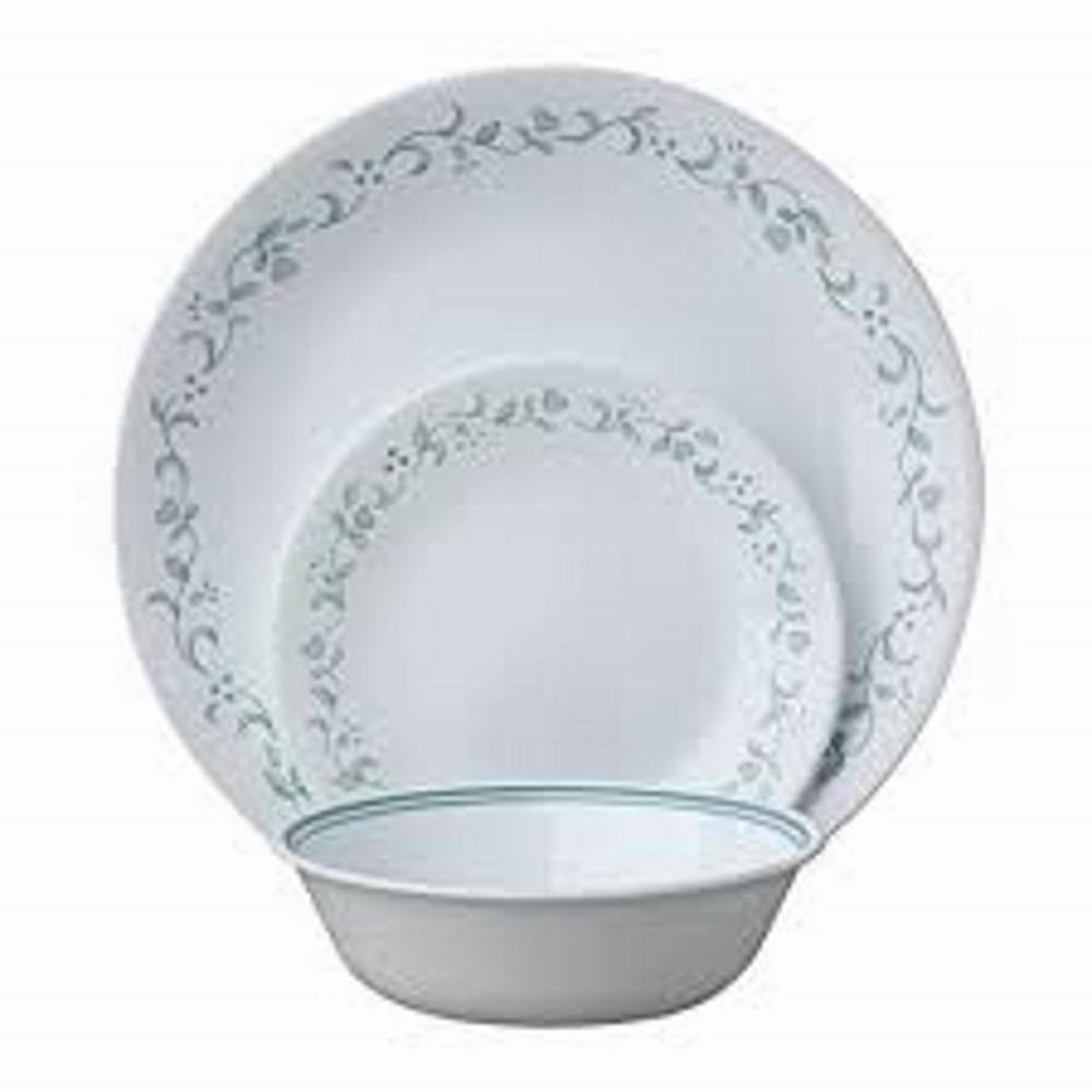 Corelle Country Cottage 18-piece Glass Dinnerware Set Service for 6 White and Blue 1122070
