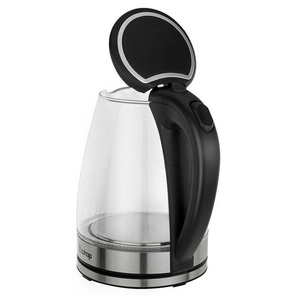 1500W 1.8L Electric Glass Tea Kettle Hot Water Kettle with Auto Shutoff Protection， Stainless Steel Lid and Bottom