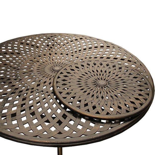 Contemporary Modern Mesh Lattice Aluminum Round Dining Table With Lazy Susan Bronze Oakland Living