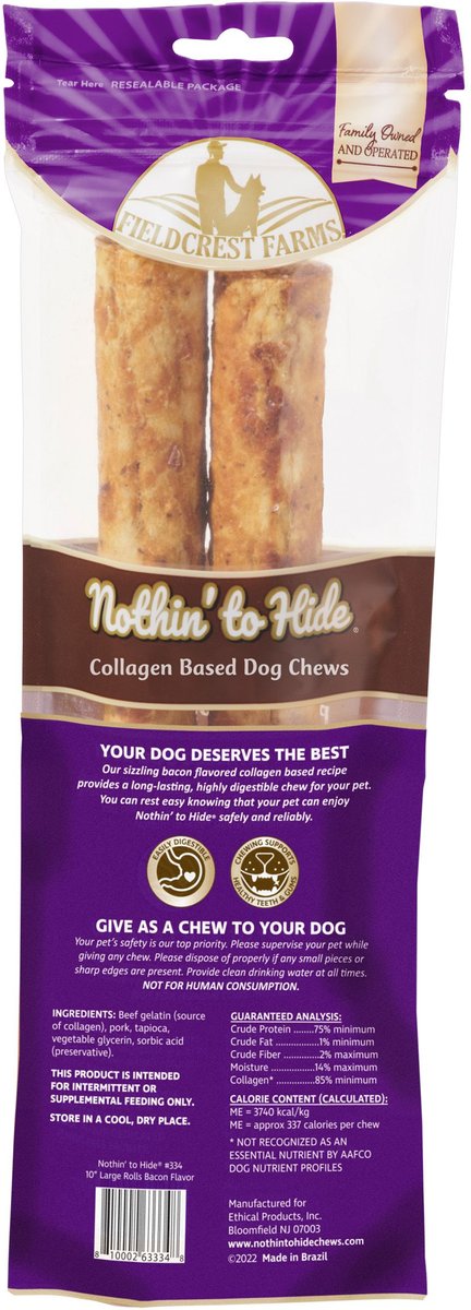 Fieldcrest Farms Nothin To Hide 10-in Roll Bacon Dog Treats