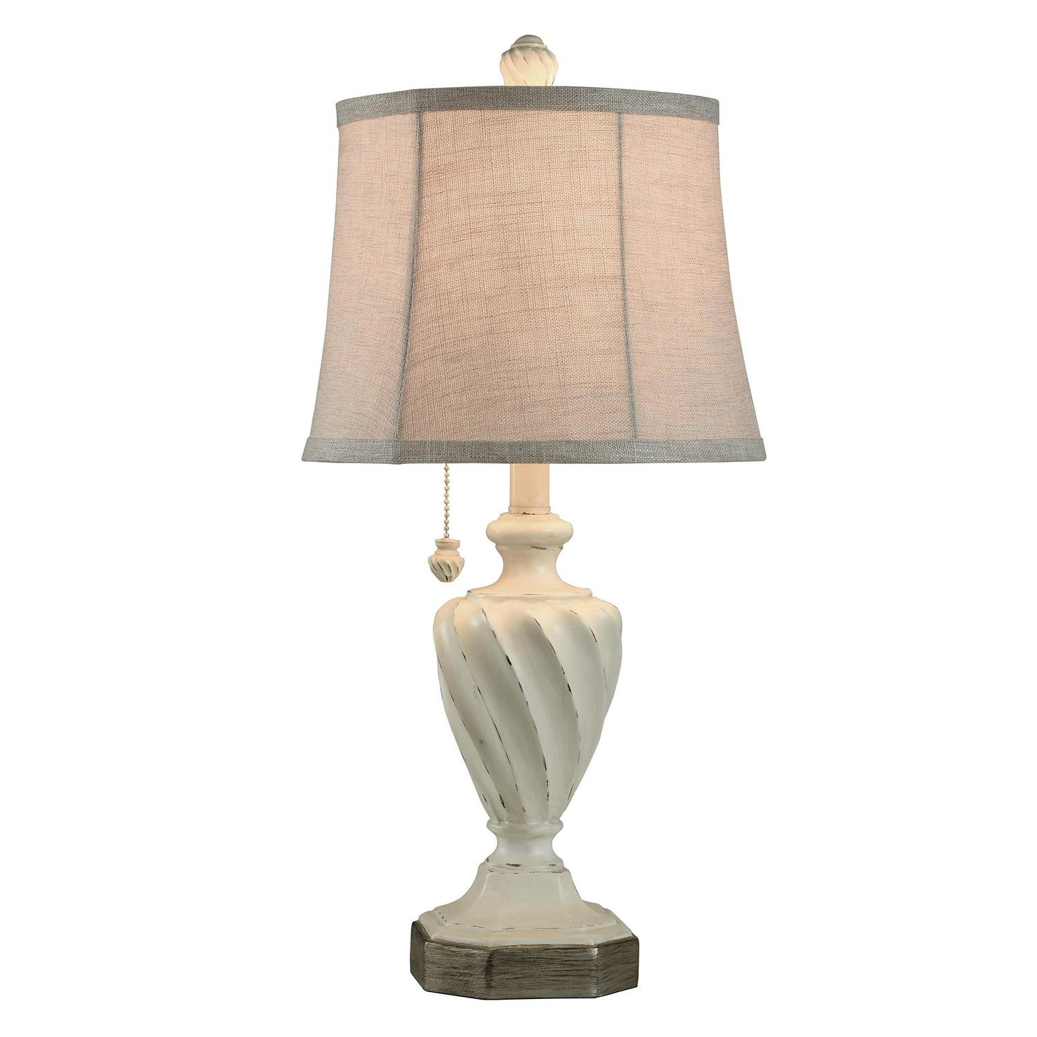 Cameron Table Lamp  Distressed Cream Grey With Gold Highlight  Cream