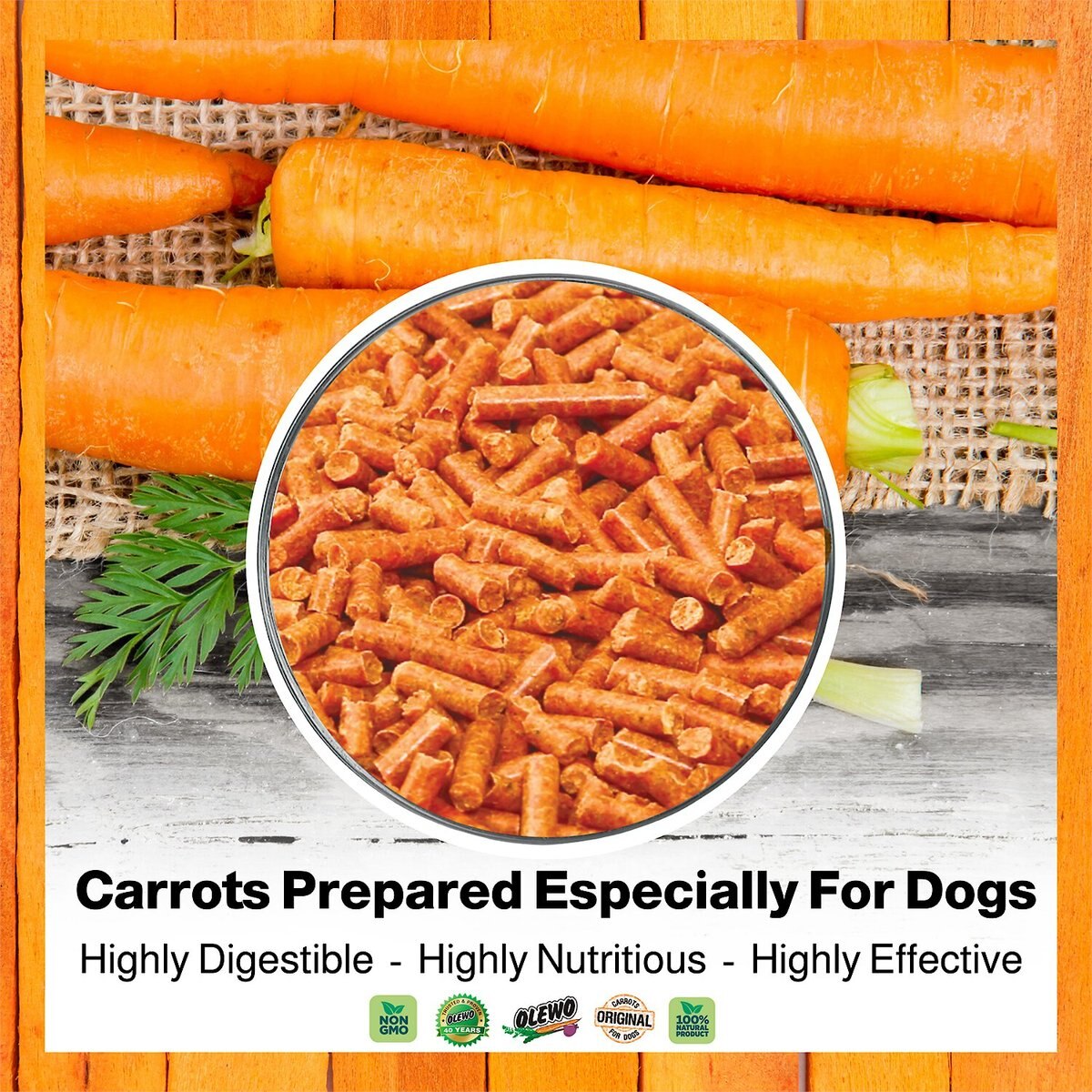 Olewo Digestive Health and Anti-Diarrhea Dehydrated Carrots Dog Food Topper