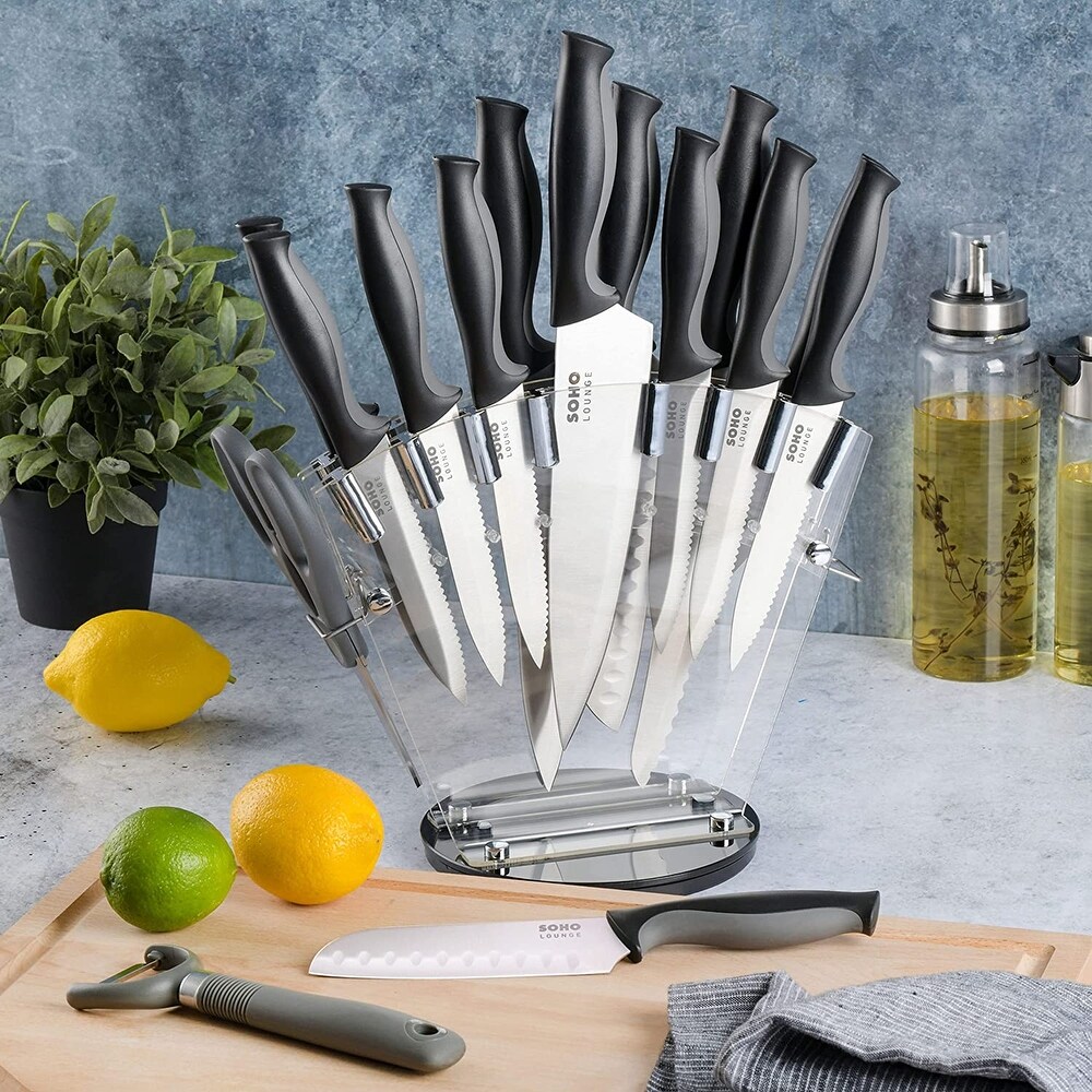 Gibson Soho Lounge 16pc Stainless Steel Cutlery Knife Set with Stand