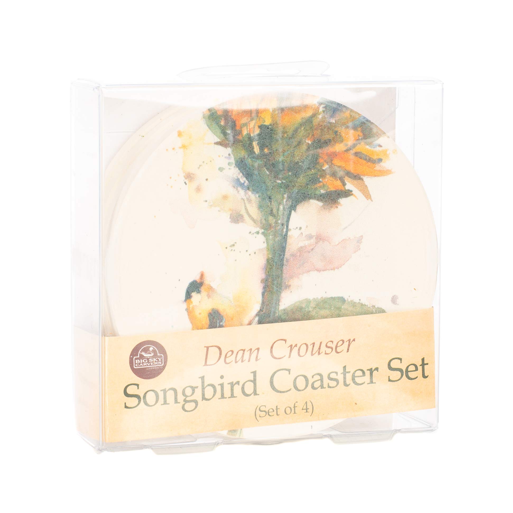 Big Sky Carvers Dean Crouser Watercolor Songbird Coasters， Set of 4