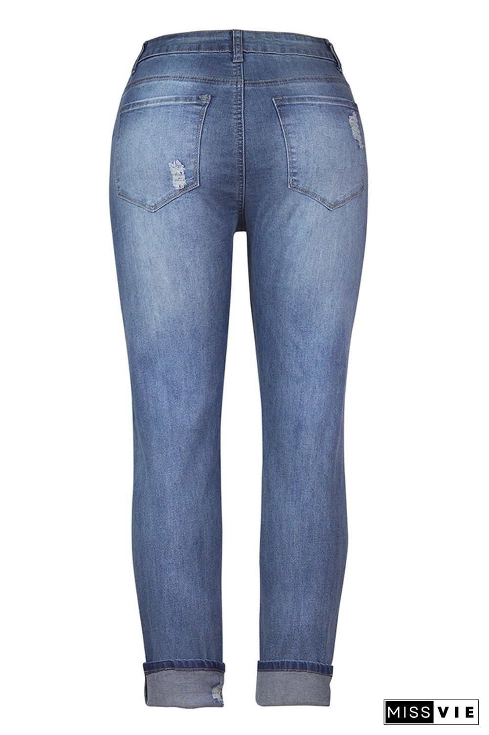 Ripped Mid Waist Jeans Wholesale