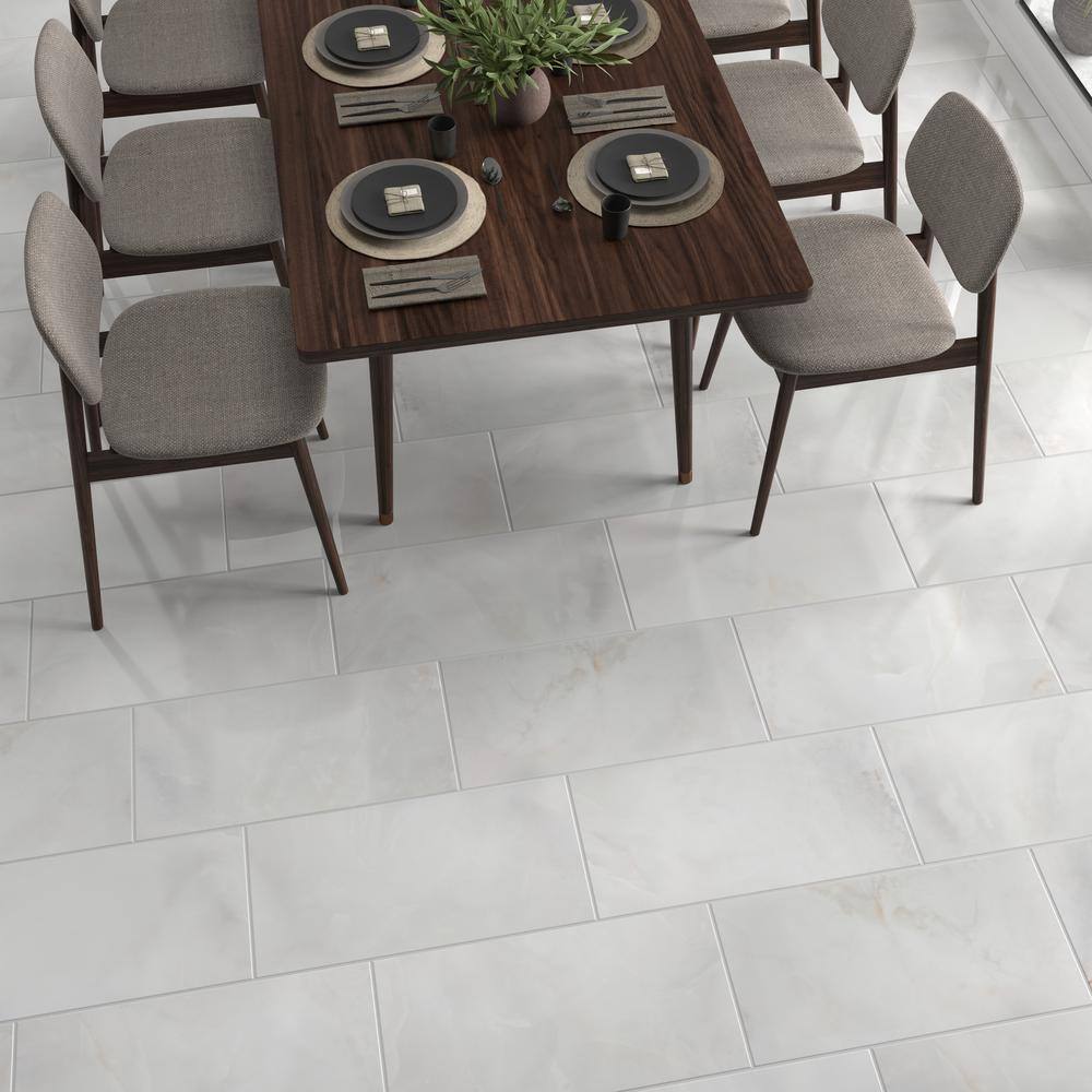 Daltile Kemperstone Onyx Gray Polished 12 in. x 24 in. Glazed Porcelain Floor and Wall Tile (17.10 sq. ft.Case) KM011224AHD1LF