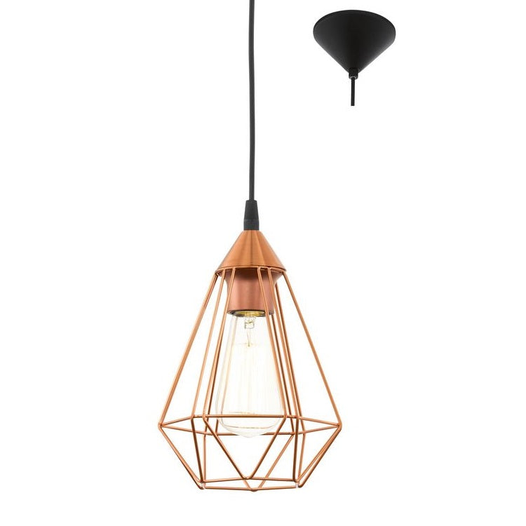 Eglo 94193 Tarbes Vintage Copper Wire Cage 1 Lamp Pendant Light 175mm