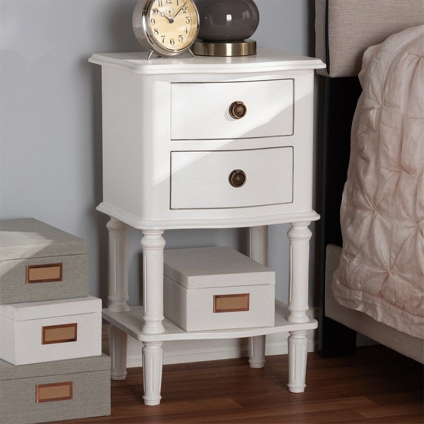 White Audrey Country Cottage 2 Drawer Nightstand - - 37782589