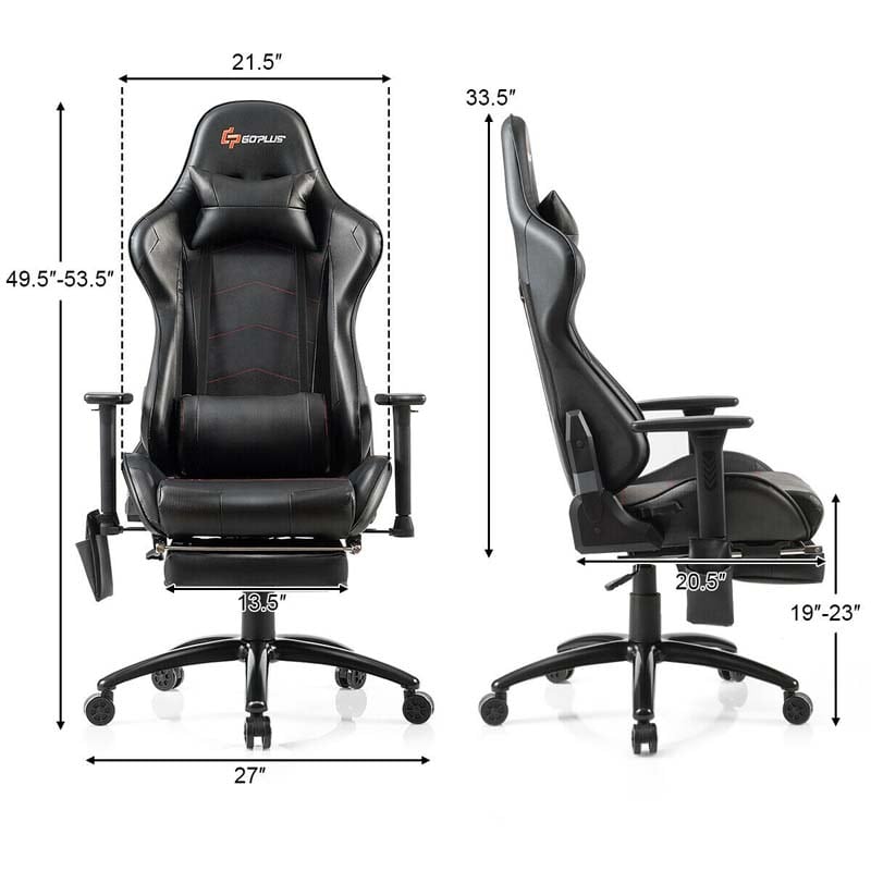 Massage Gaming Chair, Adjustable Ergonomic High-Back E-Sports Racing Chair, Swivel Office PC Chair with Footrest & Lumbar Support