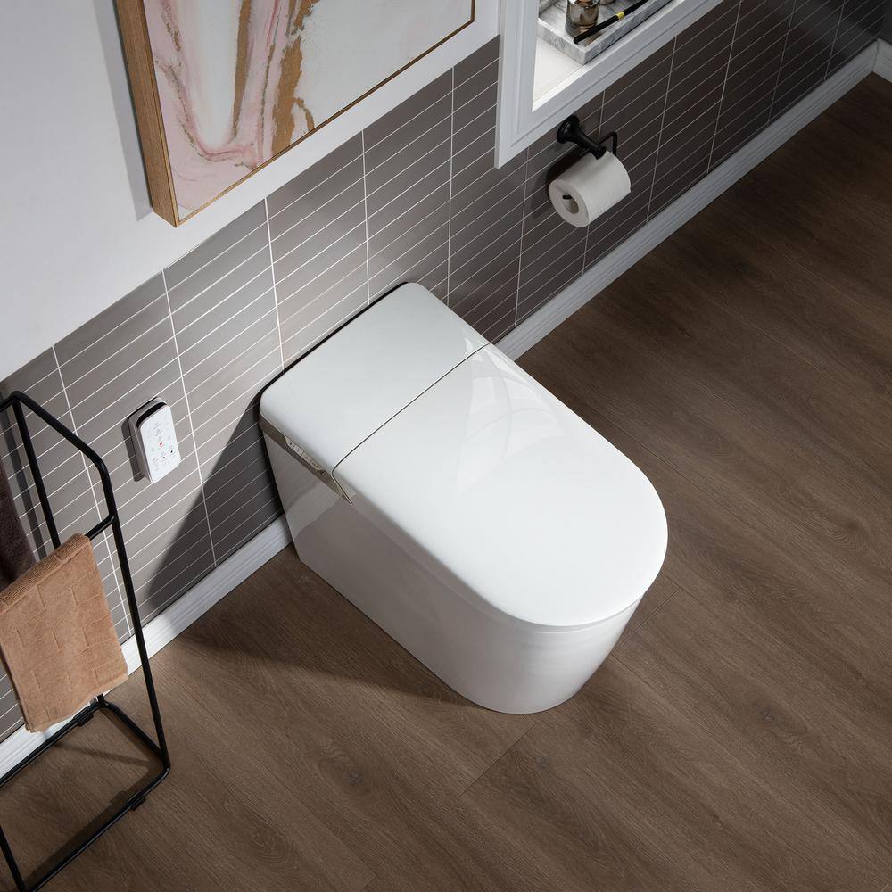 WOODBRIDGE Toscano Intelligent Comfort Height 1-Piece 1.0 GPF 1.6 GPF Dual Flush Elongated Toilet in White Seat Included HB0980S