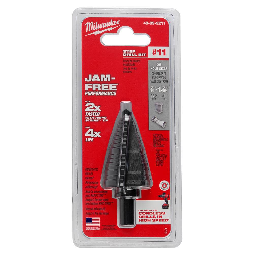 Milwaukee #11 Step Drill Bit 7/8 in. to 1-7/32 in. 48-89-9211 from Milwaukee