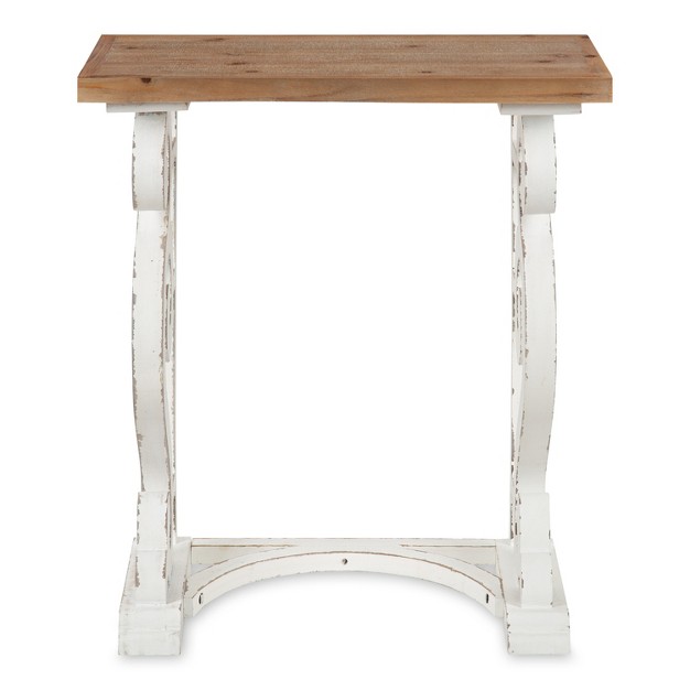 Kate And Laurel Wyldwood Rectangle Wood Side Table 24x14x27 5 Rustic Brown And White