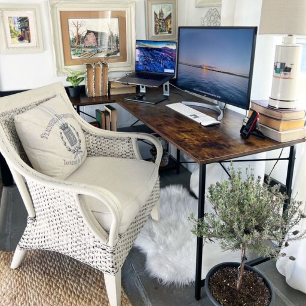 Small L Shaped Desk with Storage Shelves Corner Computer Desk