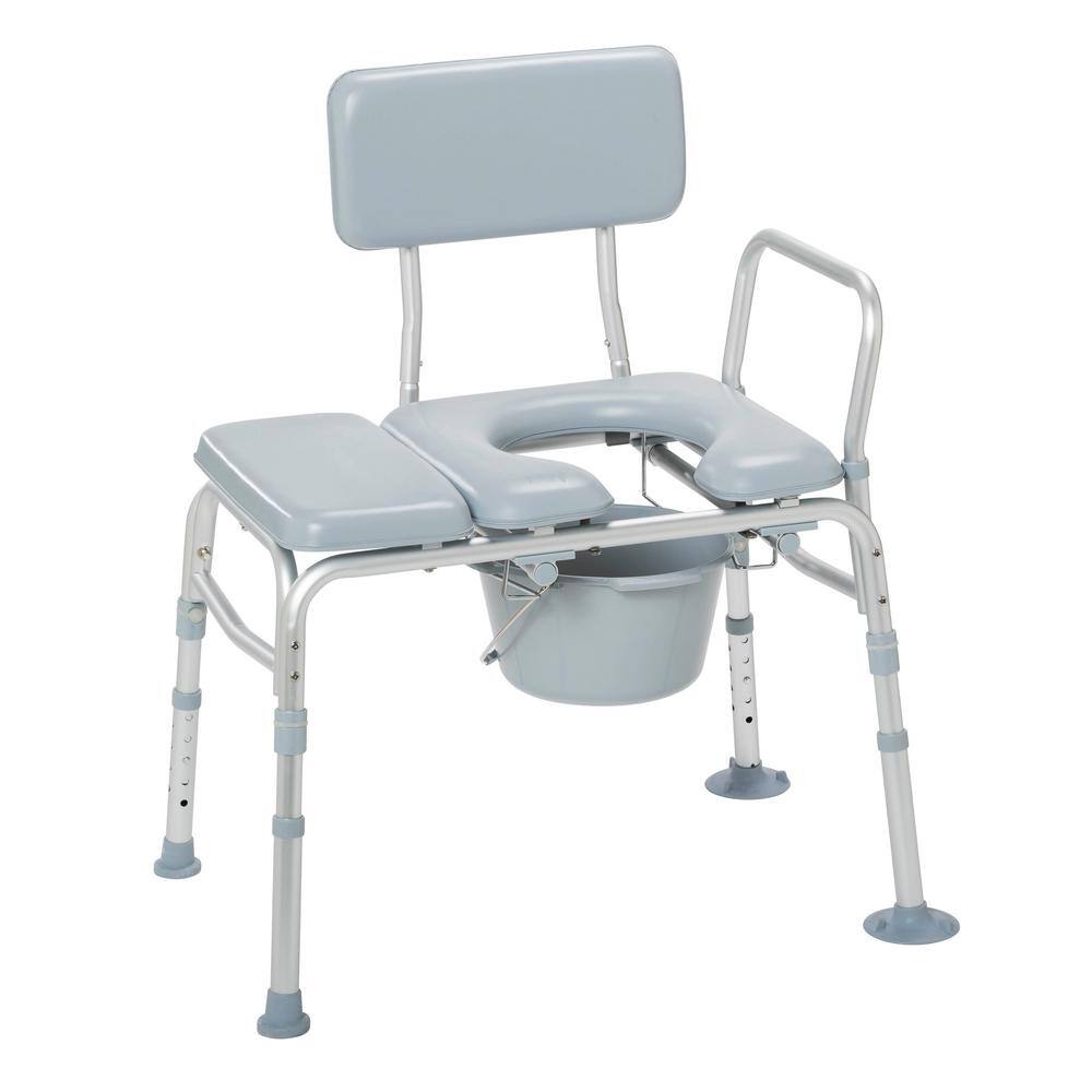 Drive Medical Padded Seat Transfer Bench with Commode Opening 12005kdc-1