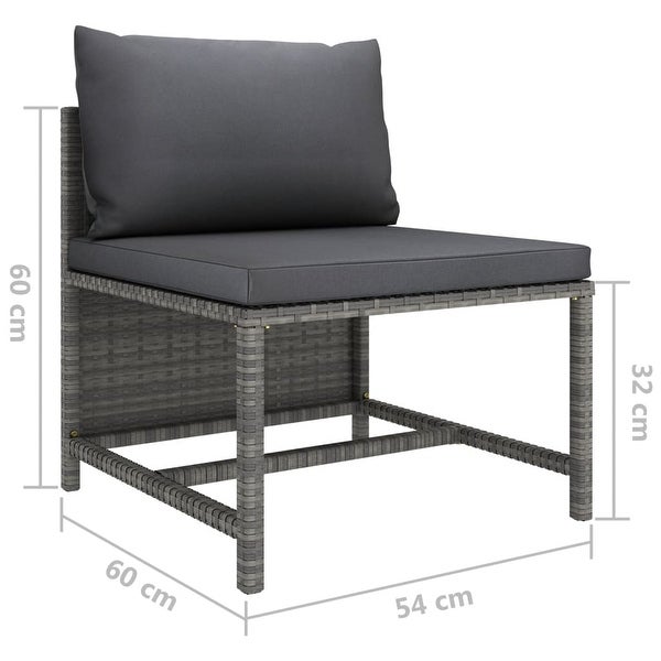 10 Piece Patio Lounge Set with Cushions Poly Rattan Gray