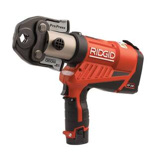 RIDGID RP 240 ProPress Compact Pistol Grip Press Tool Kit (Includes Case + 2 18-V Li-Ion Batteries+Charger + 3 Press Tool Jaws 57403