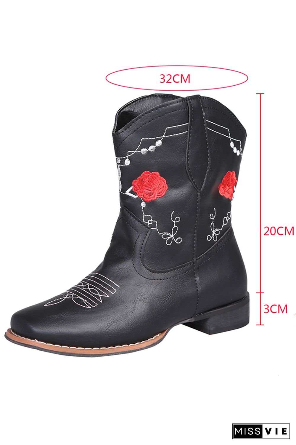 Graphic Chunky Western Boots Women Wholesale