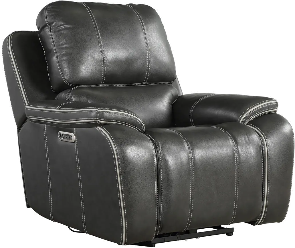 Harry Cyclone Dark Gray Leather-Match Power Recliner