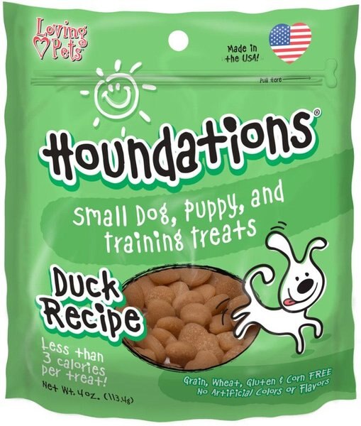 Loving Pets Houndations Duck Dog Soft and Chewy Treat， 4-oz bag