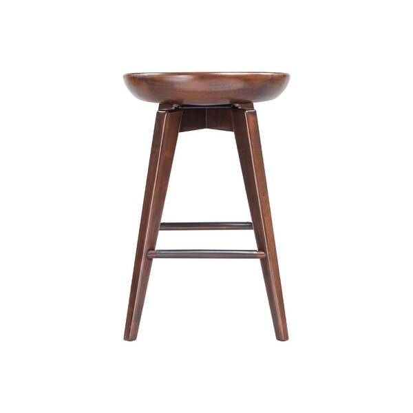 Esme 24 Inch Swivel Counter Stool， Contour Seat， Wood， Tapered Legs， Brown