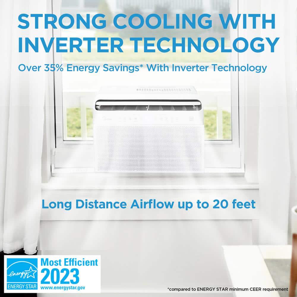 Midea 8000 BTU UShaped Inverter Window Air Conditioner WiFi 9X Quieter Over 35% Energy Savings ENERGY STAR MOST EFFICIENT