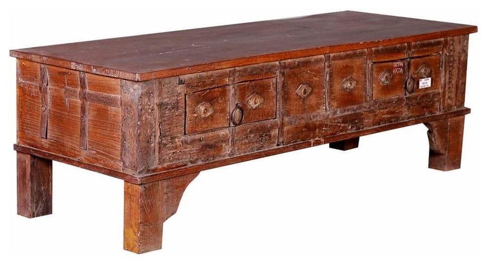 Owendale Handcrafted Reclaimed Wood 2 Drawer Coffee Table Chest   Rustic   Coffee Tables   by Sierra Living Concepts Inc  Houzz