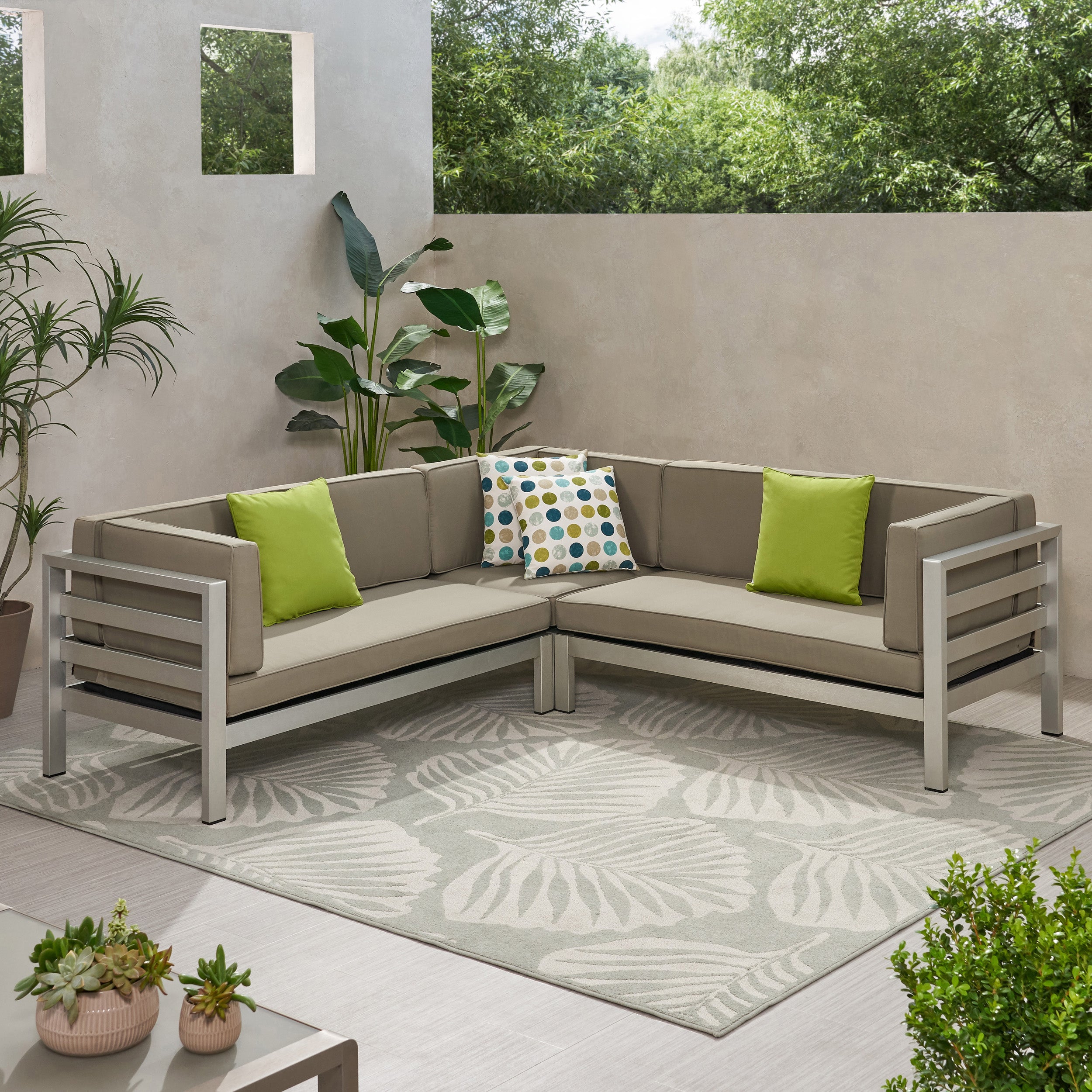 Lompoc Aire Outdoor Modern 5 Seater Sectional Sofa