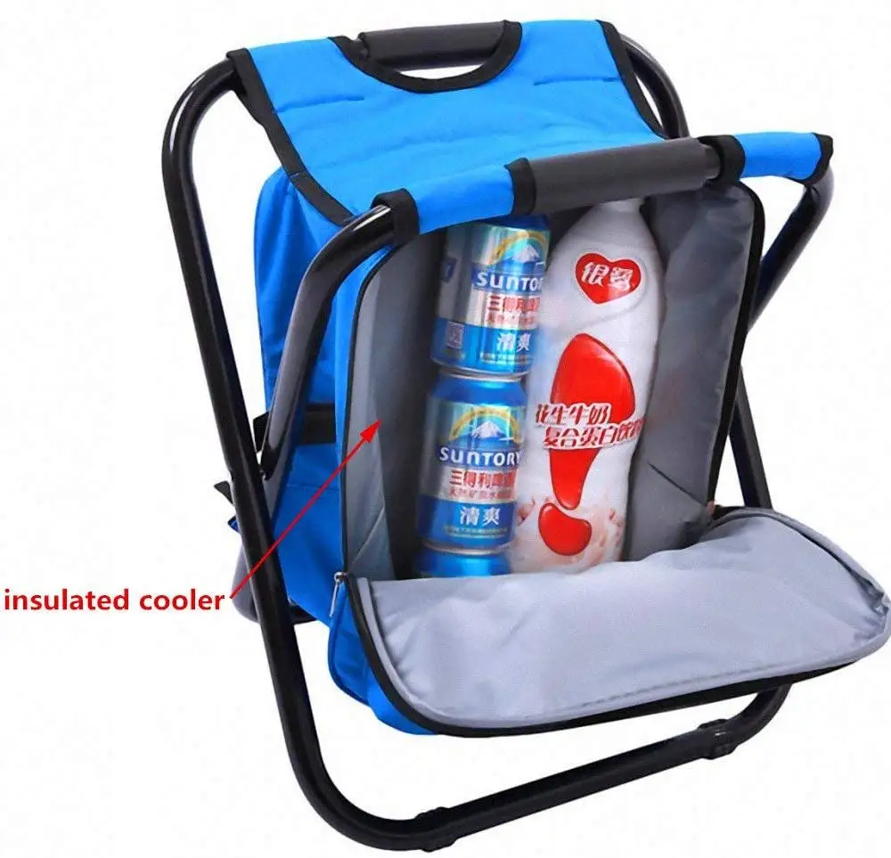 Customized heat preservation  suitable for hiking  beach fishing  camping  foldable outdoor portable cooler bag with chair