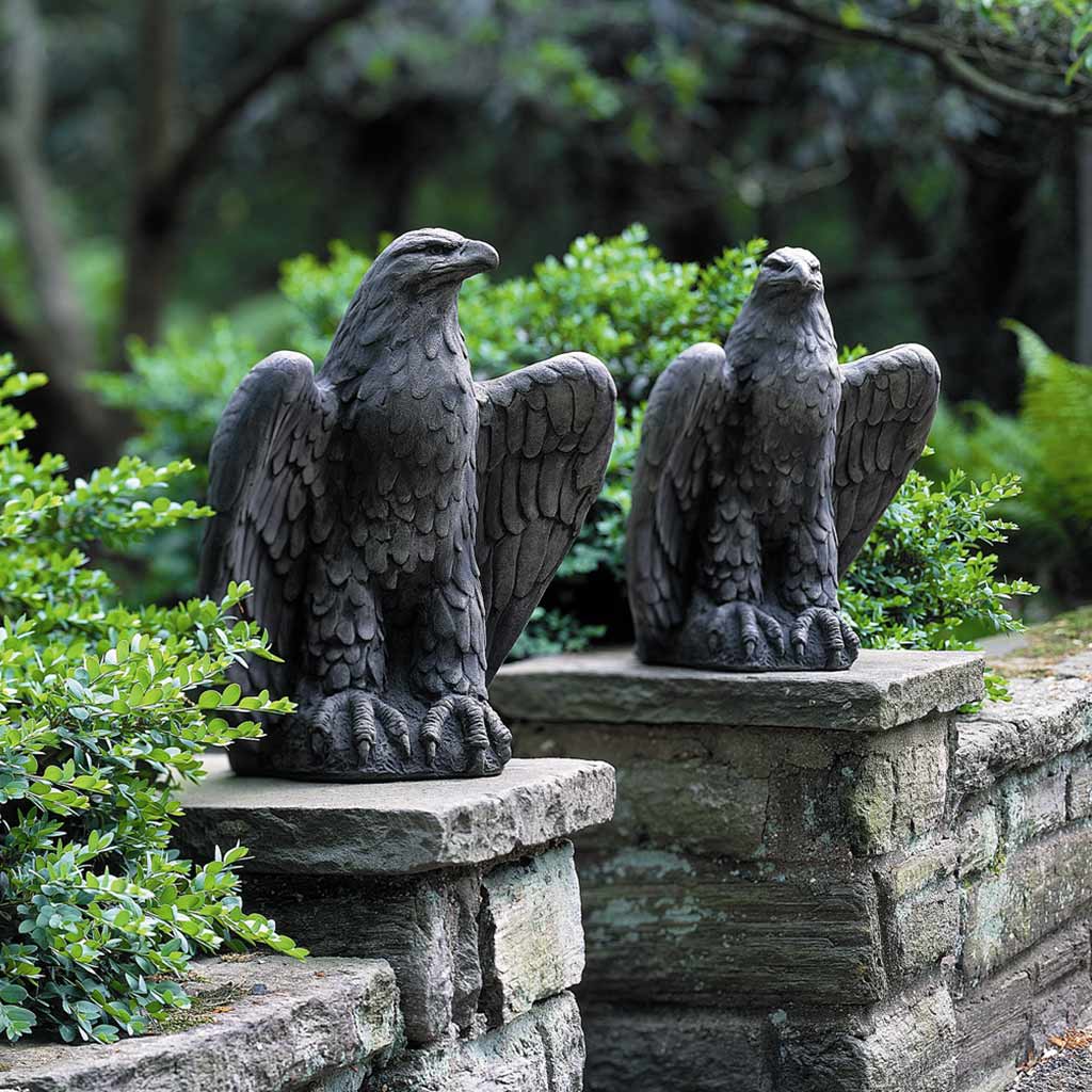 Campania International Eagle Looking Left and Right Statue