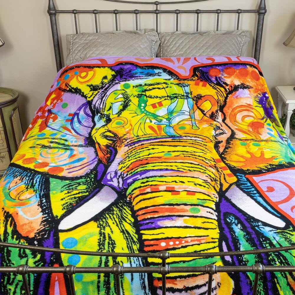 Elephant Super Soft Full/Queen Size Plush Fleece Blanket by Dean Russo