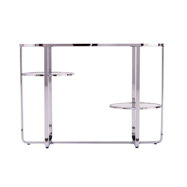 SEI Furniture Mabrick Sliver Mirrored Console Table w/ Shelves