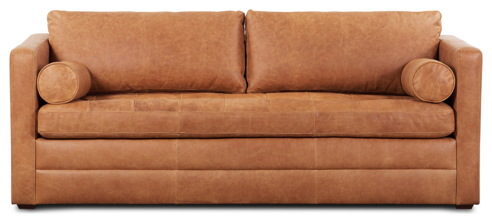 Poly and Bark Napa Leather Sleeper Sofa  Cognac Tan   Contemporary   Sleeper Sofas   by Edgemod Furniture  Houzz