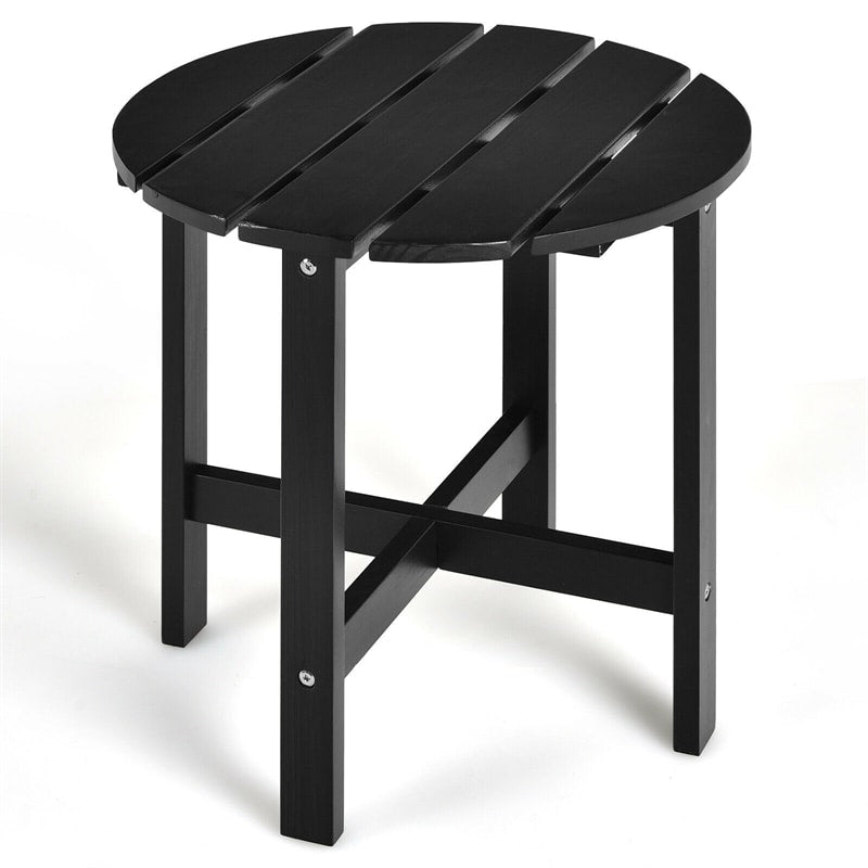 18¡¯¡¯ Outdoor Round Bistro Side Table Wood Slat End Table for Garden