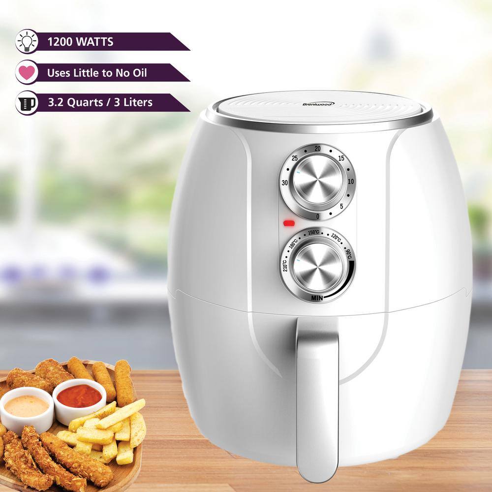 Brentwood Appliances 3.2 qt. White Electric Air Fryer with Timer and Temperature Control AF-300W