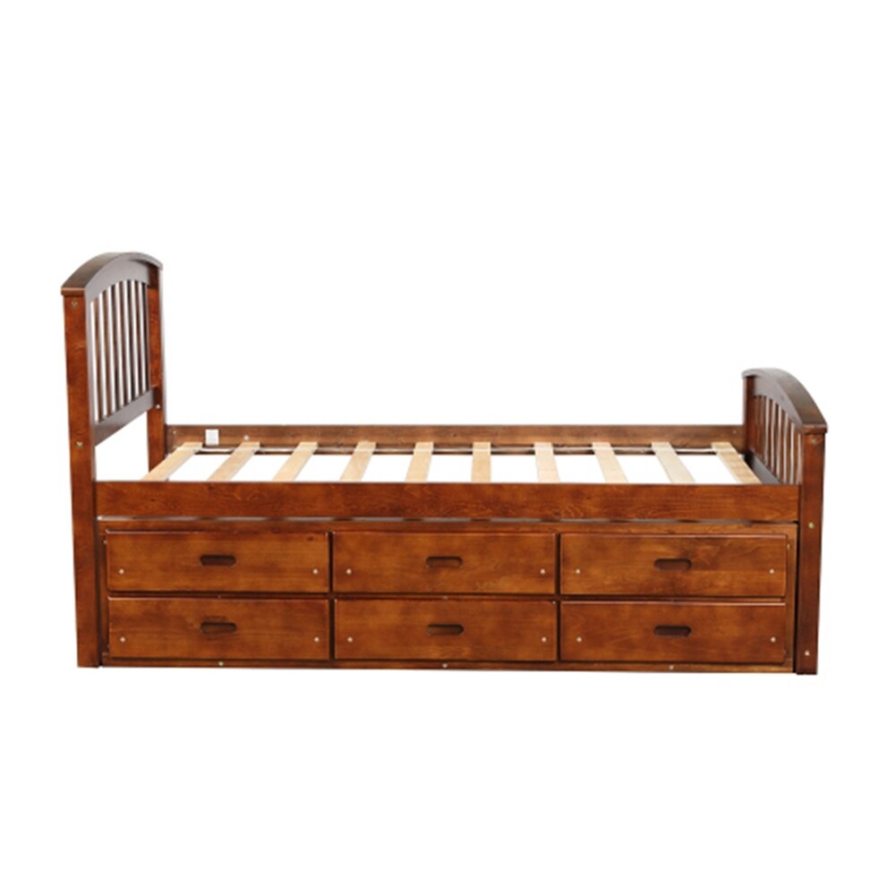 Solid Wood Platform Storage Bed with Drawers