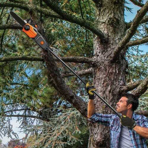 Powerful 2-In-1 Electric Pole Saw Chainsaw Trimmer With Auto-Tension