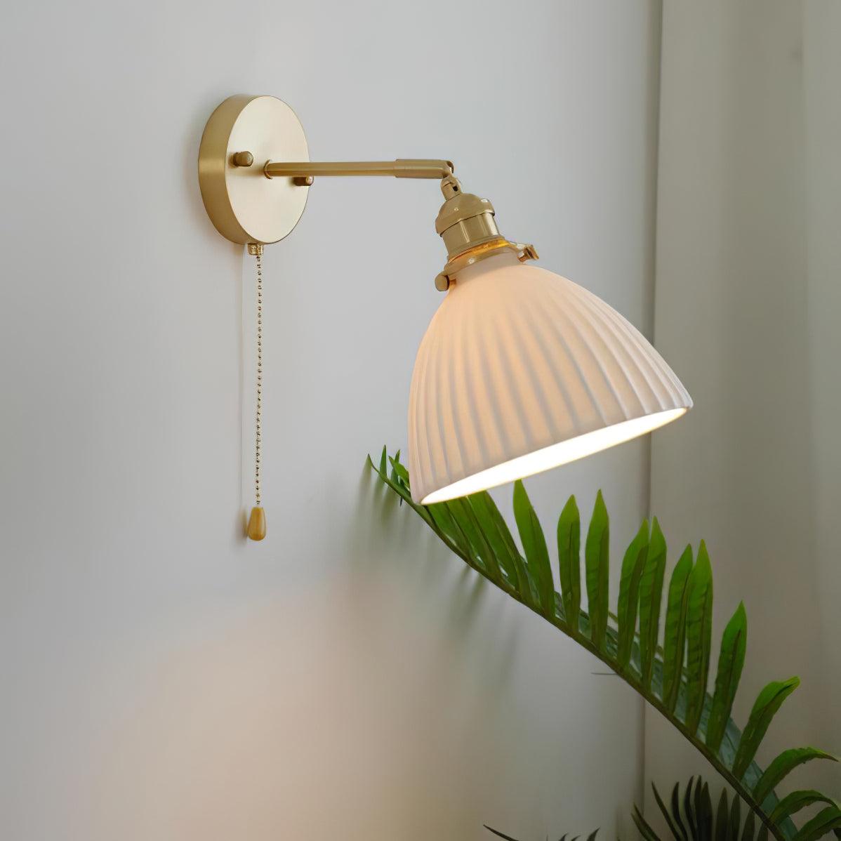 Brass Pleated Ceramic Wall Lamp