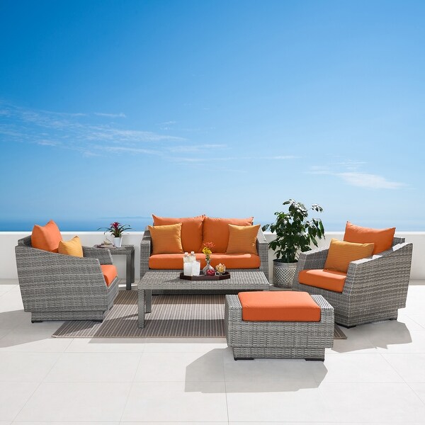 Cannes 6 Piece Sunbrella Outdoor Patio Love and Club Seating Set