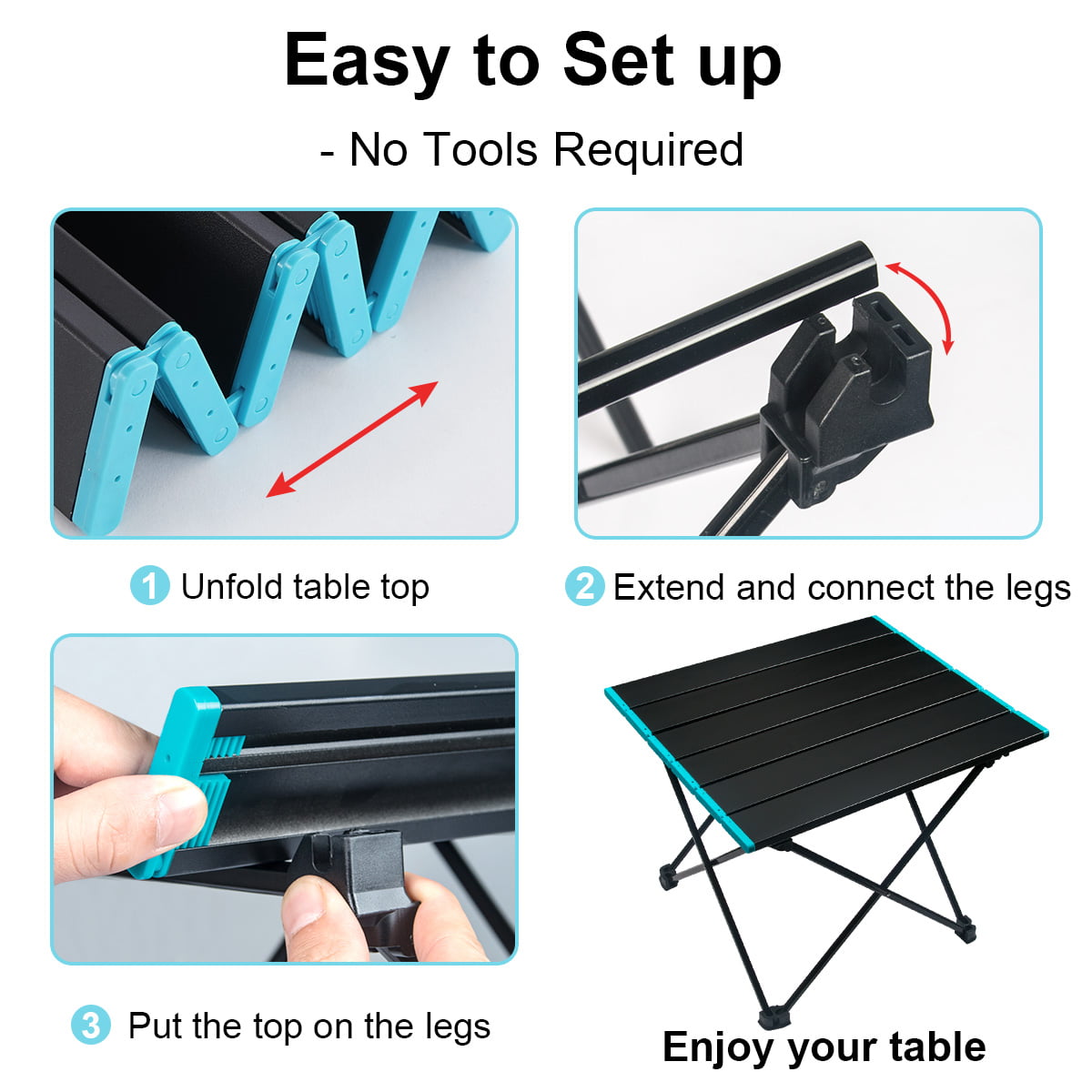 Portable Camping Side Table, Ultralight Aluminum Folding Beach Table with Carry Bag for Outdoor Cooking, Picnic, Camp, Boat, Travel(M-Size)