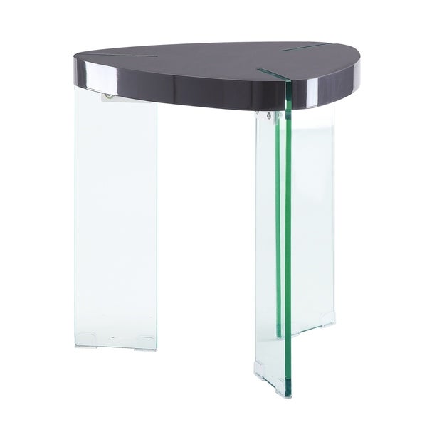 ACME Noland End Table in Gray High Gloss and Clear Glass