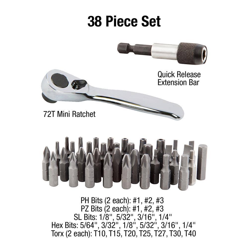 SUNEX TOOLS Mini Ratchet and Bit Set (38-Piece) 9726