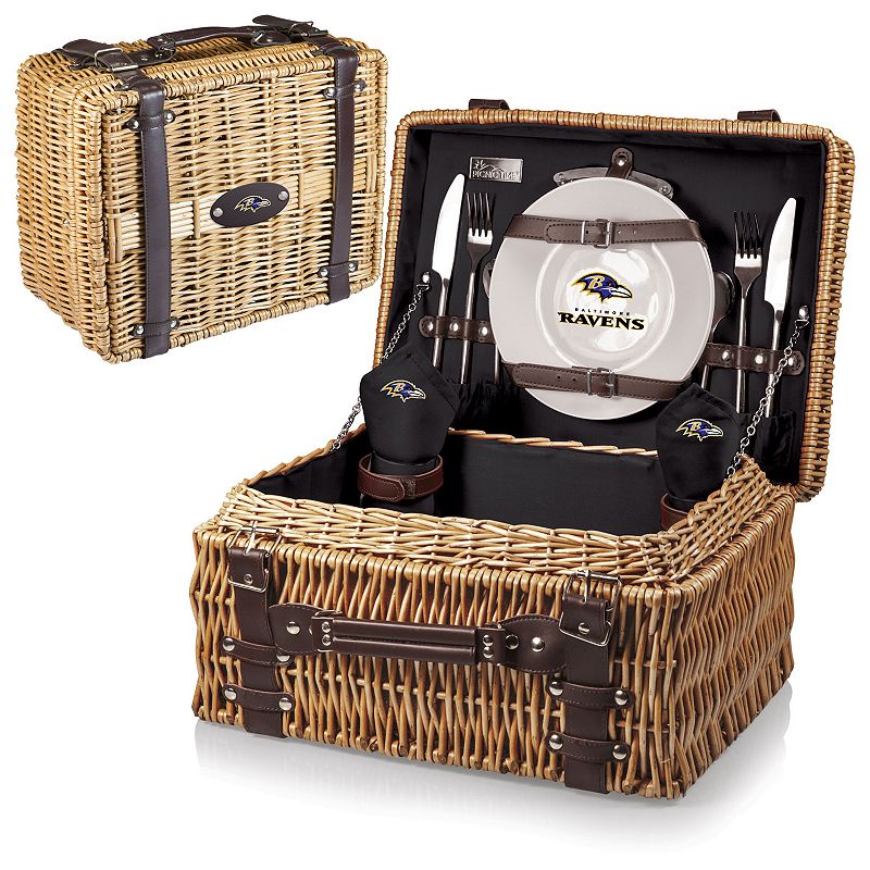 Picnic Time Baltimore Ravens Champion Willow Picnic Basket with Service for 2