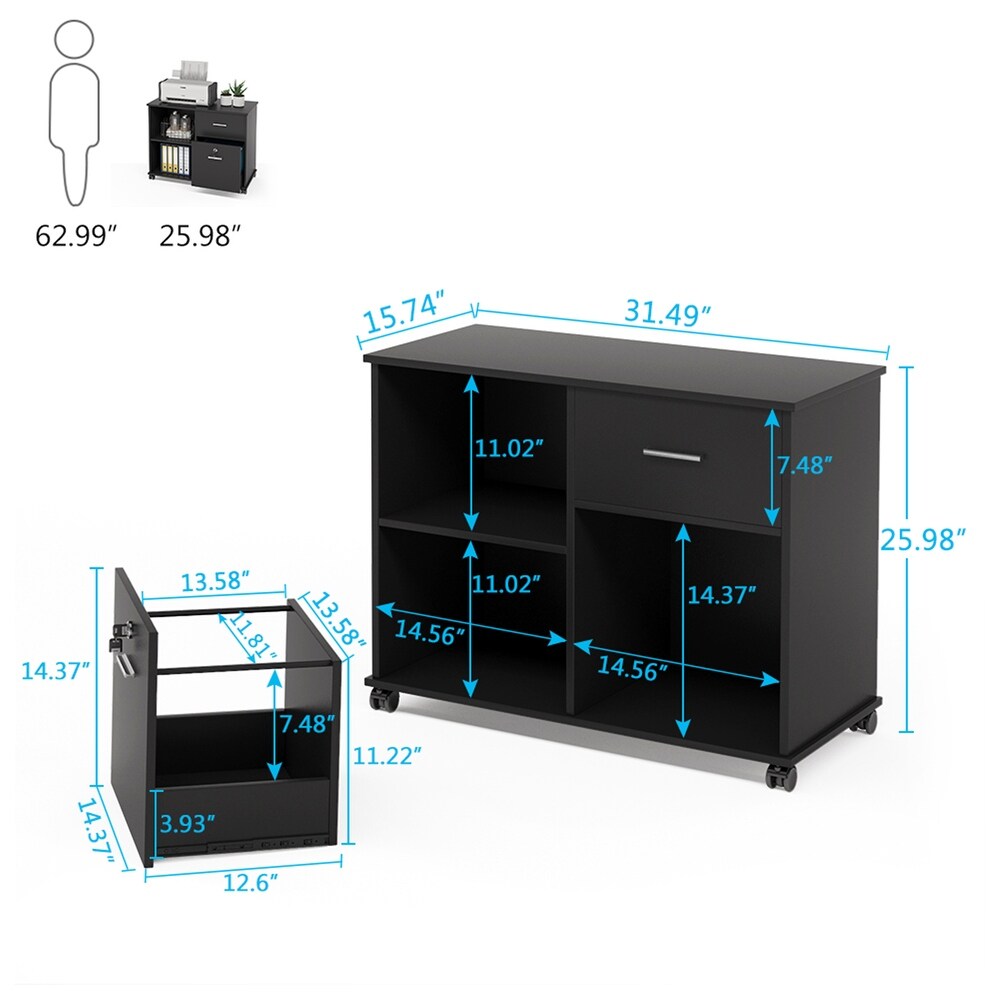 Mobile File Cabinet with Drawer and Lock  Letter Size