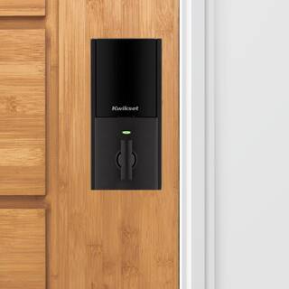 Kwikset Halo Touch Matte Black Contemporary Fingerprint WiFi Elec Smart Lock Deadbolt Feat SmartKey Security and Halifax Lever 959514HFLSQT514