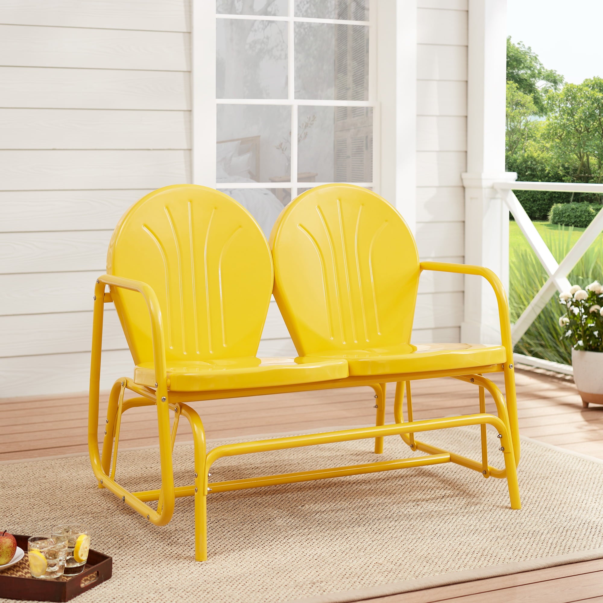 Mainstays Retro Yellow Outdoor Steel Glider