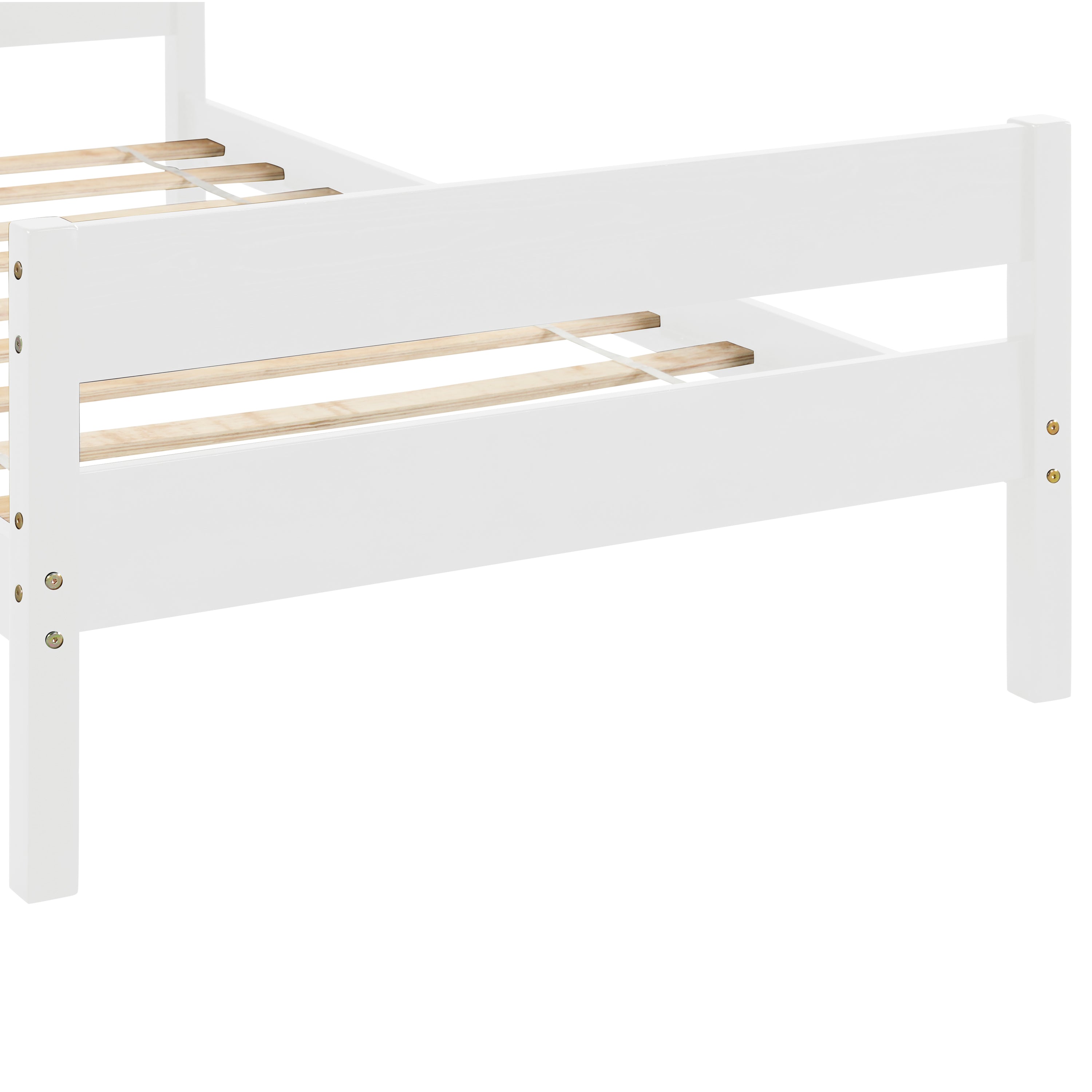 uhomepro Twin Bed Frame No Box Spring Needed, Wood Platform Bed Frame with Headboard and Footboard, Strong Wooden Slats, Twin Bed Frames for Kids, Adults, Modern Bedroom Furniture, White